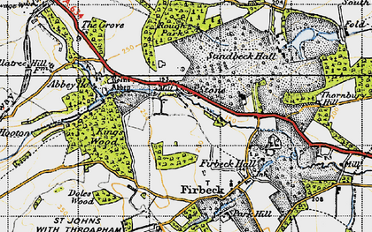 Old map of Roche Abbey in 1947
