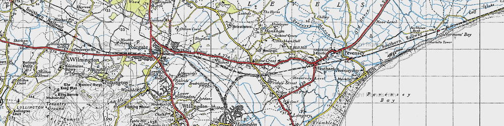 Old map of Stone Cross in 1940