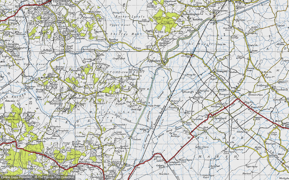 Old Map of Stone in Oxney, 1940 in 1940