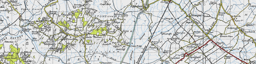 Old map of Stone in Oxney in 1940