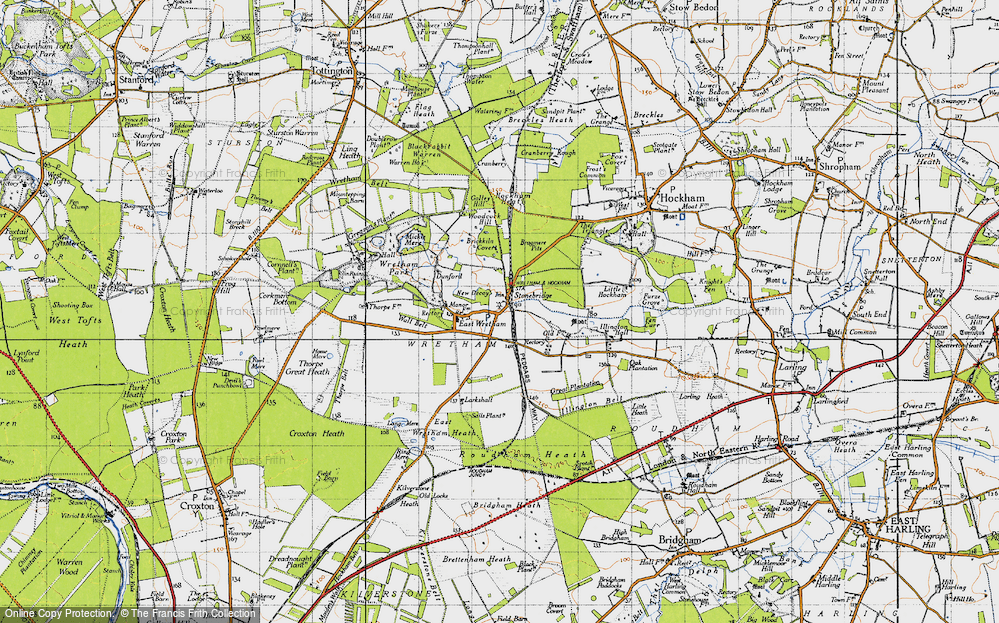 Old Map of Historic Map covering Brickkiln Covert in 1946