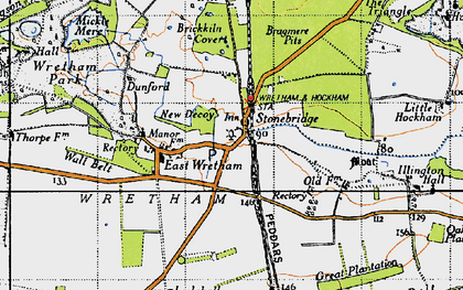 Old map of Bragmere Pits in 1946