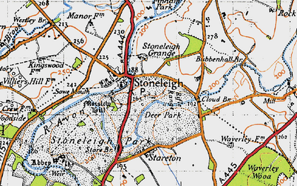 Old map of Stoneleigh in 1946