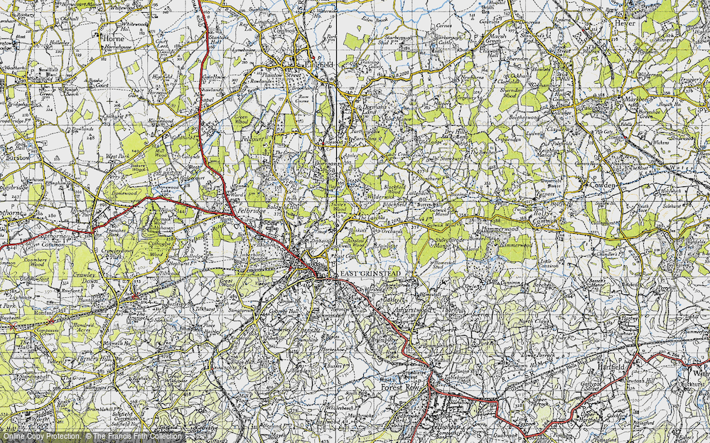 Old Map of Historic Map covering Blockfield Wood in 1946