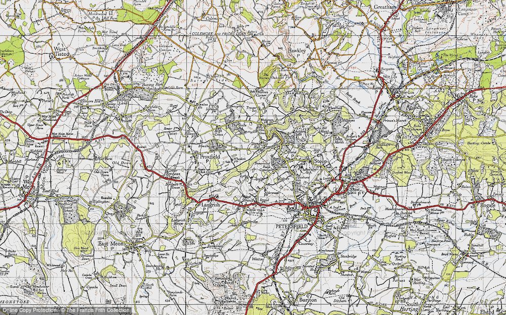 Old Map of Historic Map covering Broadhanger in 1945