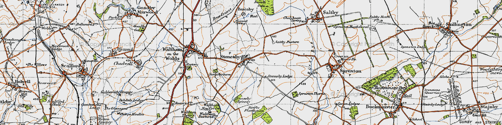 Old map of Stonesby Spinney in 1946