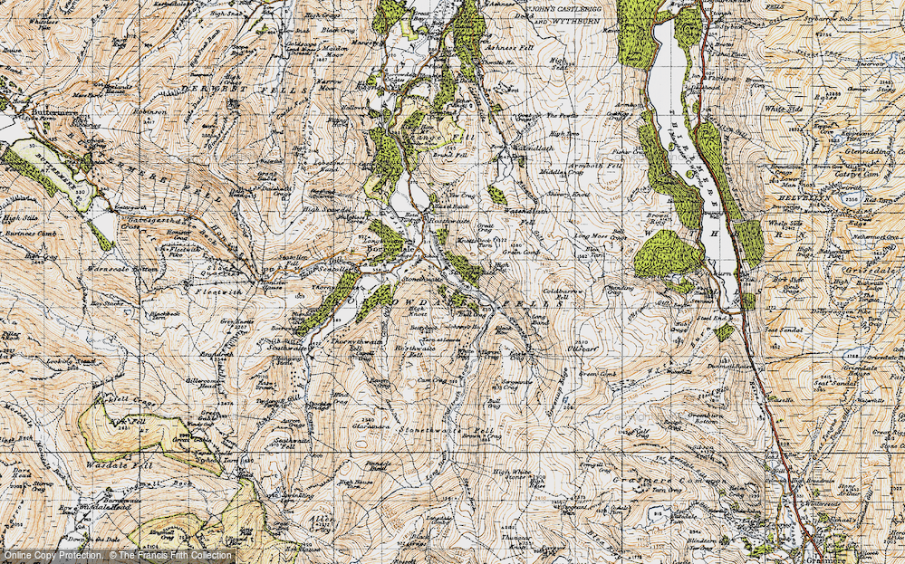 Old Map of Historic Map covering White Crag in 1947