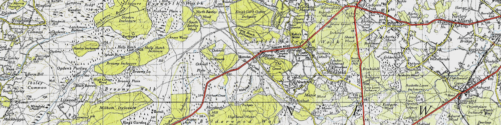 Old map of Stoney Cross in 1940