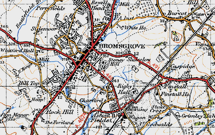 Old map of Stoney Hill in 1947
