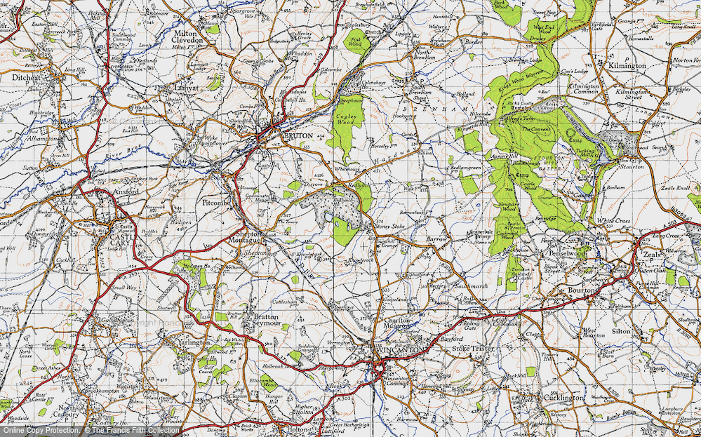 Old Map of Stoney Stoke, 1945 in 1945