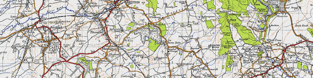 Old map of Stoney Stoke in 1945