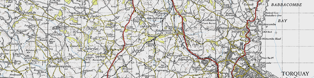 Old map of Whiddon in 1946