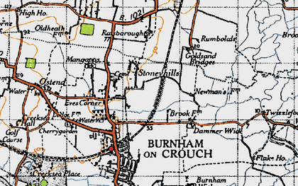 Old map of Stoneyhills in 1945