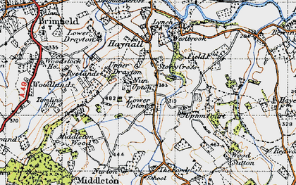Old map of Brimfield Hill in 1947