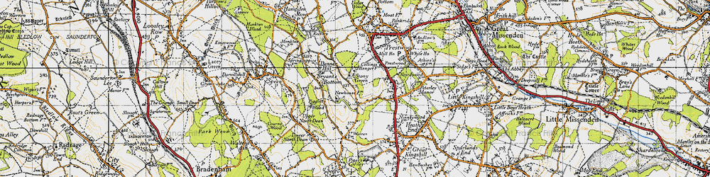 Old map of Stony Green in 1947