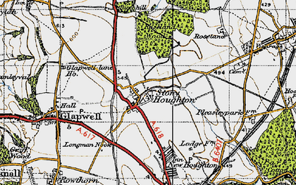 Old map of Stony Houghton in 1947
