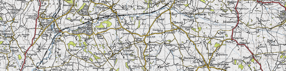 Old map of Stony Knaps in 1945