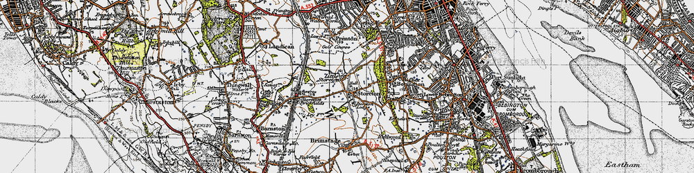 Old map of Storeton in 1947