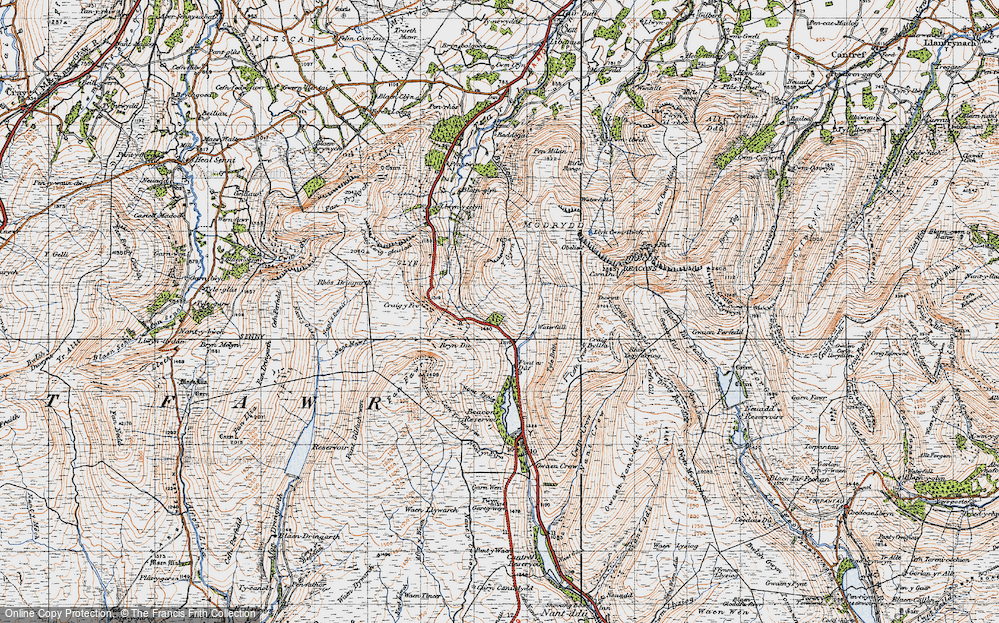 Old Map of Historic Map covering Blaenglyn in 1947