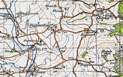 Old map of Stottesdon in 1947