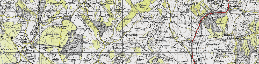 Old map of Stoughton in 1945
