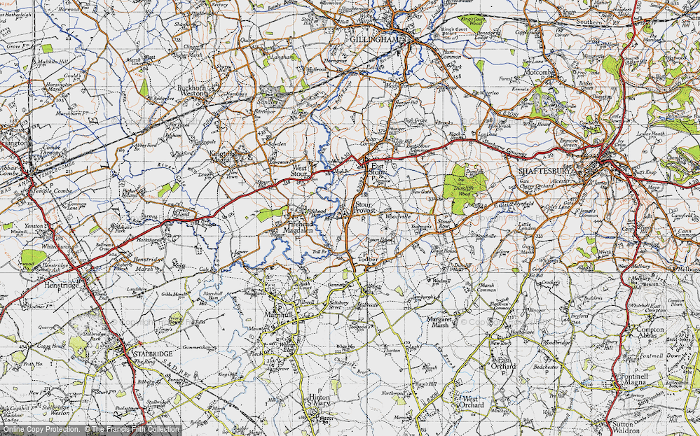 Old Map of Stour Provost, 1945 in 1945