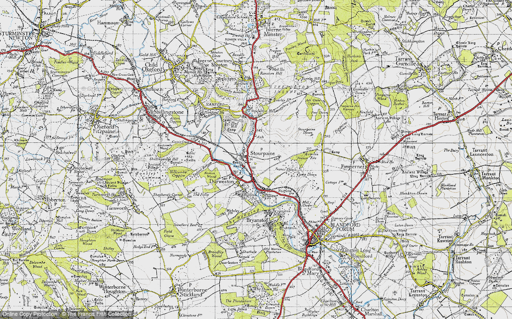 Old Map of Stourpaine, 1945 in 1945
