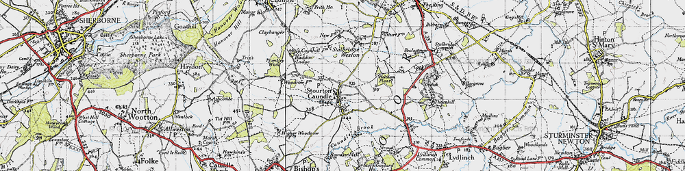 Old map of Stourton Caundle in 1945