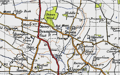Old map of Stoven in 1946