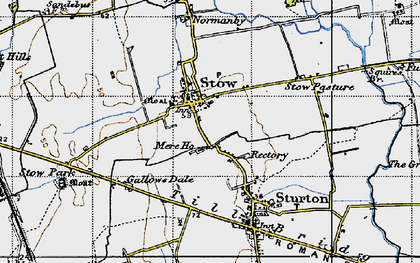 Old map of Stow in 1947