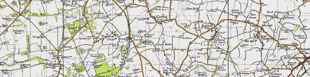 Old map of Stow Bedon in 1946