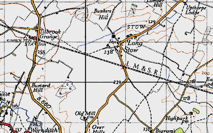 Old map of Stow Longa in 1946