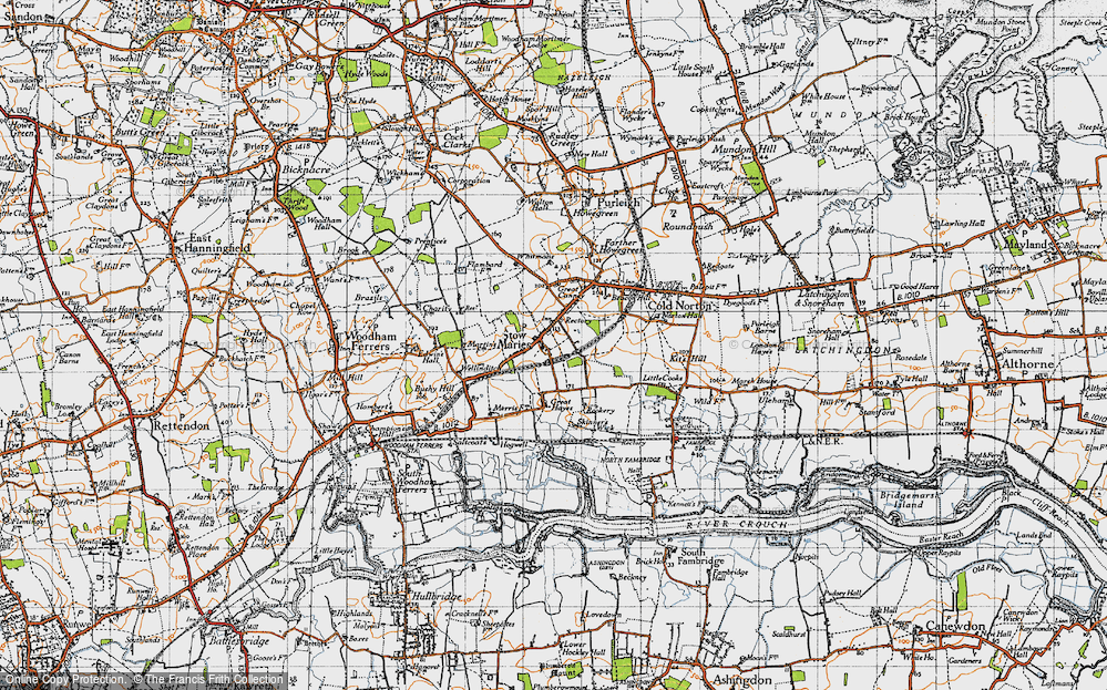 Old Map of Stow Maries, 1945 in 1945