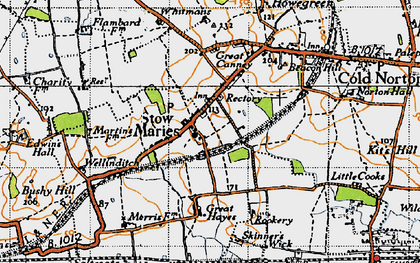 Old map of Stow Maries in 1945