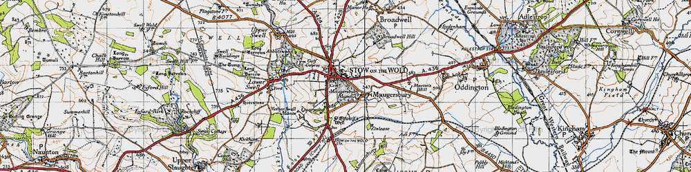 Old map of Stow-on-the-Wold in 1946