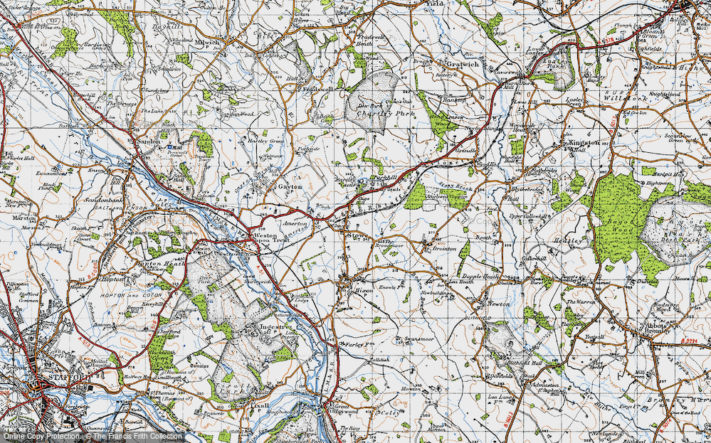 Old Map of Stowe-by-Chartley, 1946 in 1946