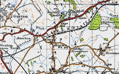 Old map of Stowe-by-Chartley in 1946