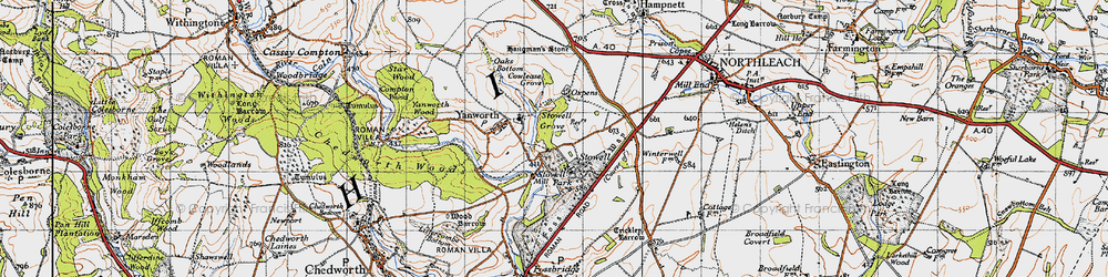 Old map of Stowell in 1946