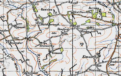 Old map of Broxwater in 1946
