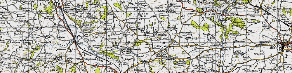 Old map of Biddacott in 1946
