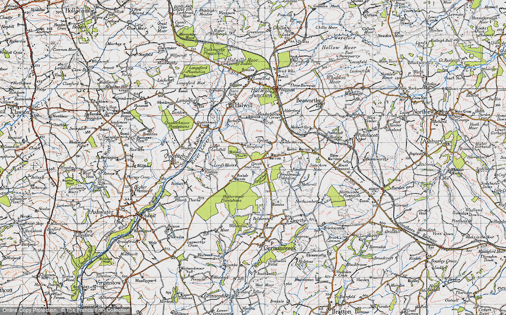Old Map of Stowford, 1946 in 1946