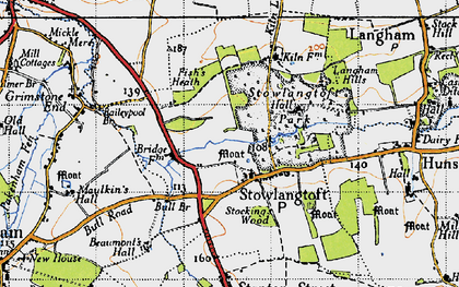 Old map of Stowlangtoft in 1946