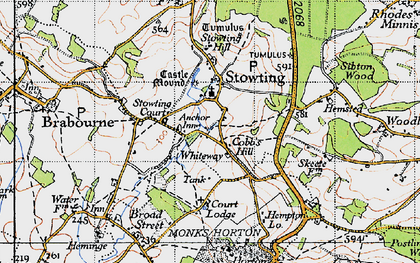 Old map of Stowting in 1947