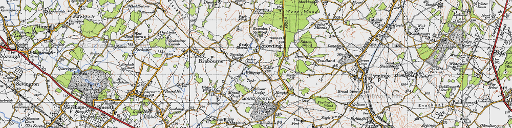 Old map of Stowting in 1947