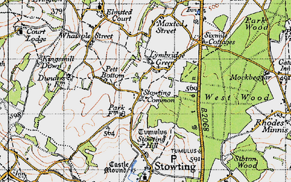 Old map of Stowting Common in 1947