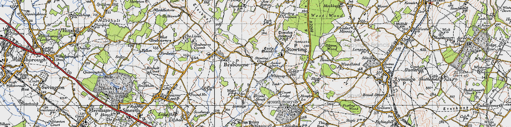 Old map of Stowting Court in 1947