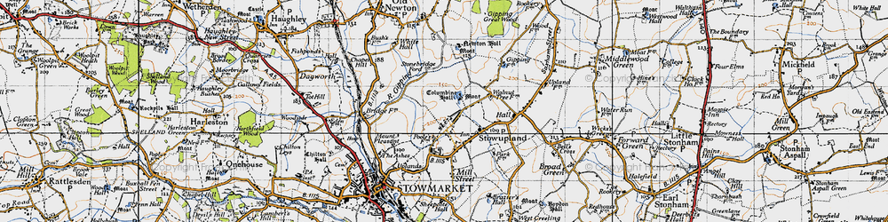 Old map of Stowupland in 1946
