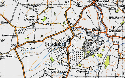 Old map of Stradishall in 1946