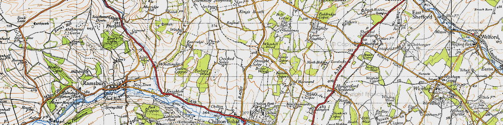 Old map of Straight Soley in 1945