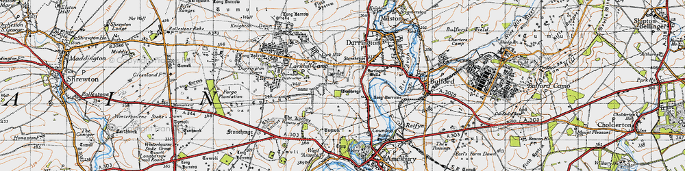 Old map of Strangways in 1940